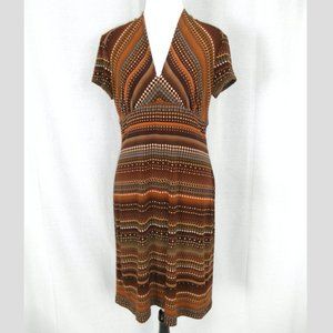 Sandra Darren Retro 70s Geometric Boho Dress M 8